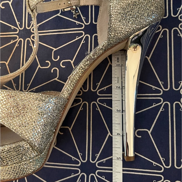 NWT, size 11, Michael Kors Silver Strappy Peep Toe Heels, Available - Picture 14 of 16